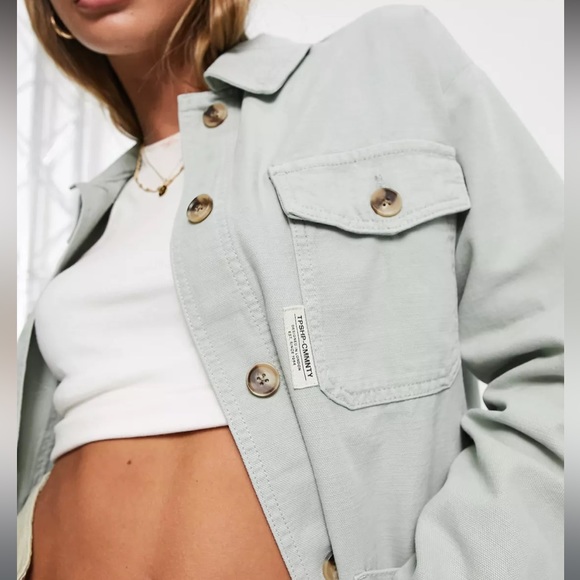 NWT Topshop Topshop oversized lightweight shacket with woven label - Picture 3 of 14